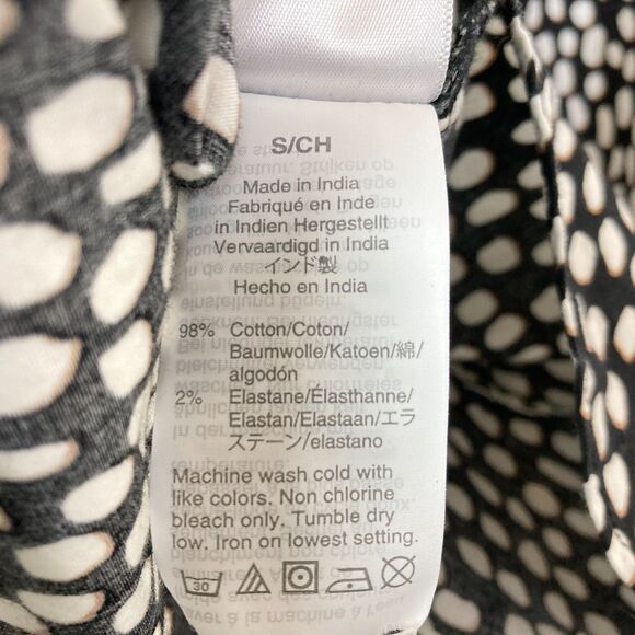 J. Crew Button Front Blouse Size S Black White Brown Pocket Stretch Office - Picture 6 of 6